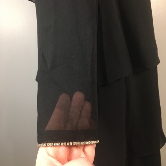 Kay Unger Evening 100% Silk Tiered Crystal Dress 4 - Picture 9 of 16